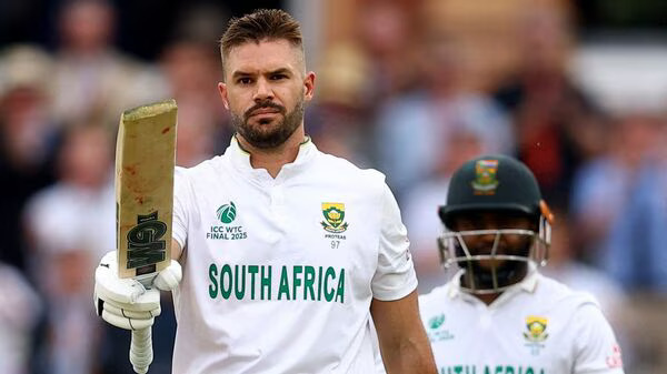 South Africa captain Bavuma and batter Markram celebrate after winning the World Test Championship Final