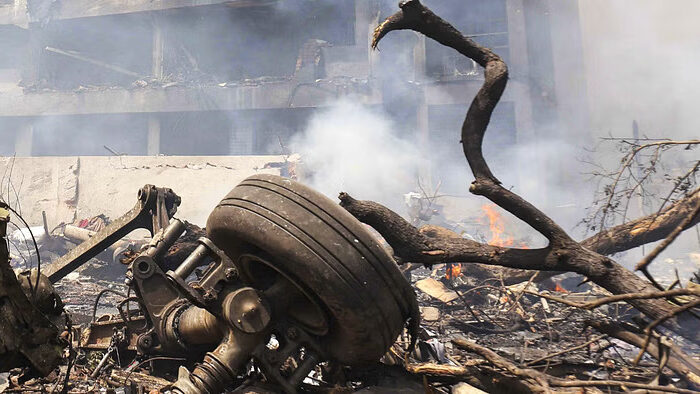 Wreckage of Air India A-171 flight after it crashed near a residential area in Ahmedabad, India.
Photo Credit:
PTI