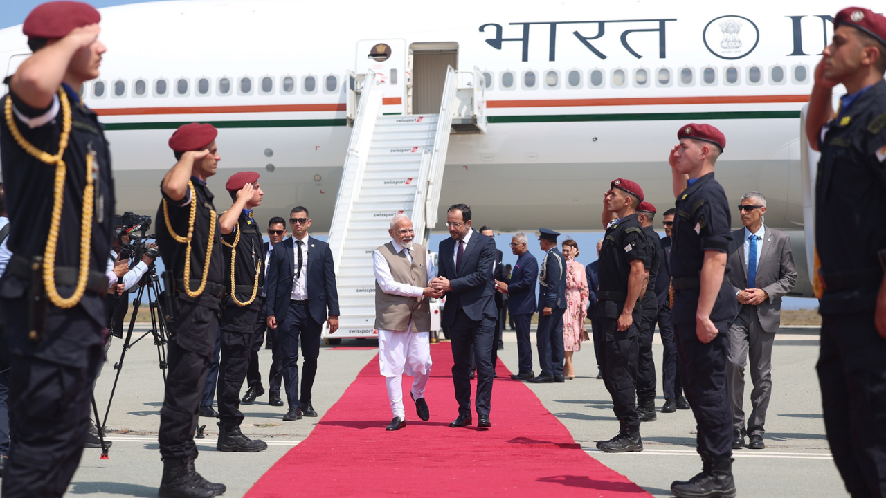 Indian PM Narendra Modi receives Cyprus' highest civilian award during his historic visit after 23 years.